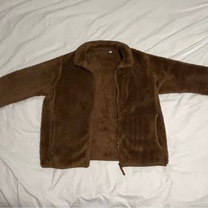 Brown fluffy uniqlo jacket